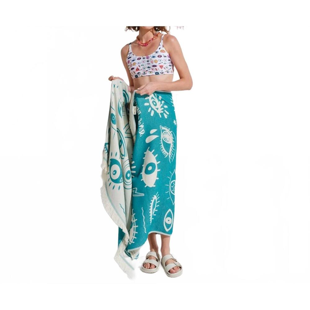 NEW SUN OF A BEACH electric eyes feather beach towel in petrol